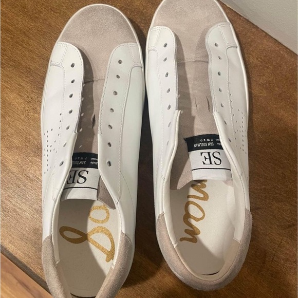 Sam Edelman Aubrie white and nude distressed sneakers - Picture 3 of 4